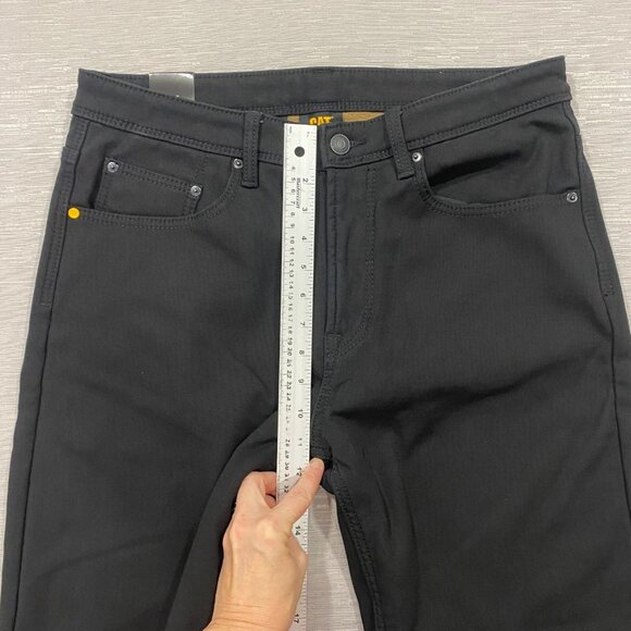 CAT Caterpillar Work Pants Mens 34 x 30 Black Canvas Fleece Lined Insulated - Picture 10 of 12